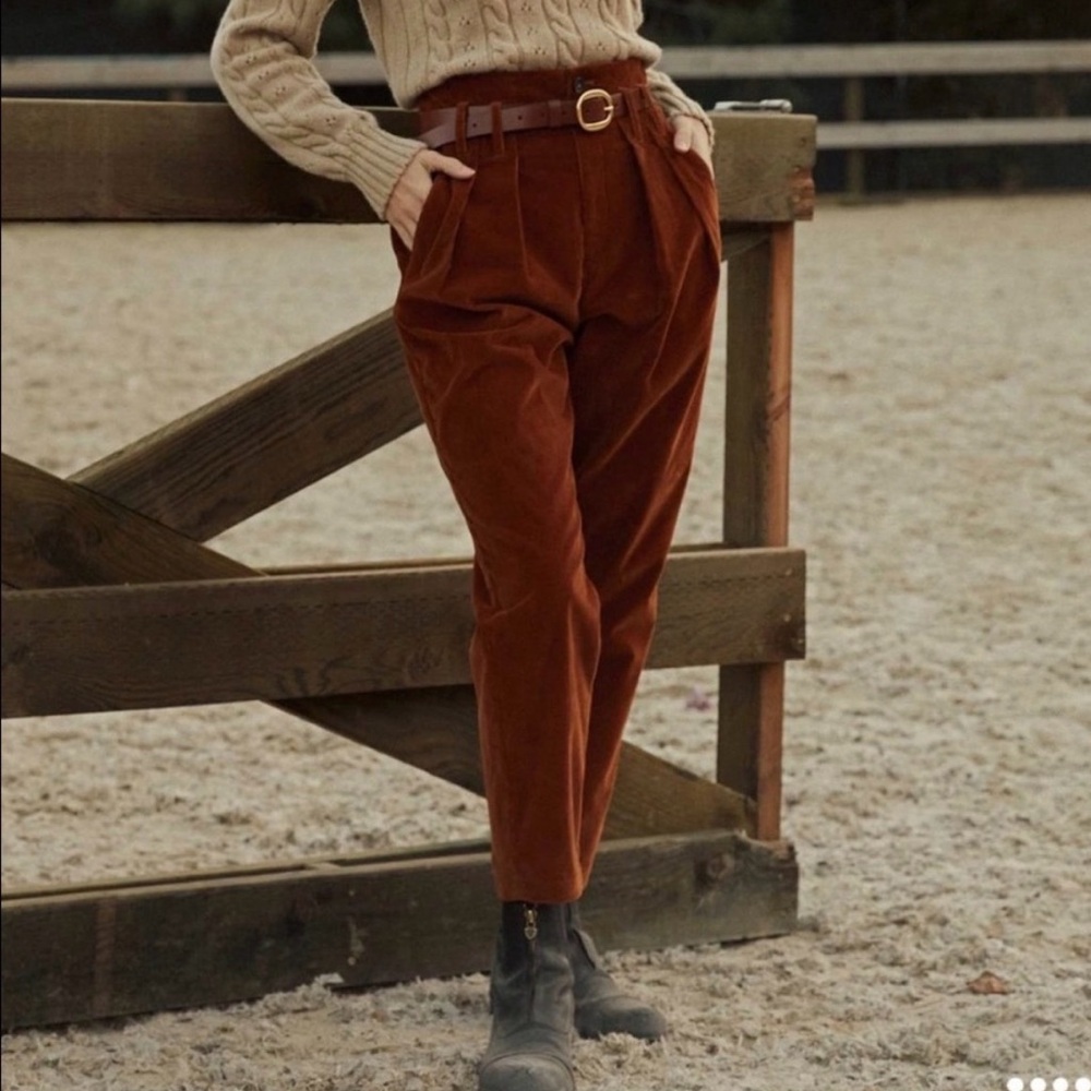 Doen Nelda high rise corduroy pants - Terra Di Sienna - Picture 3 of 9
